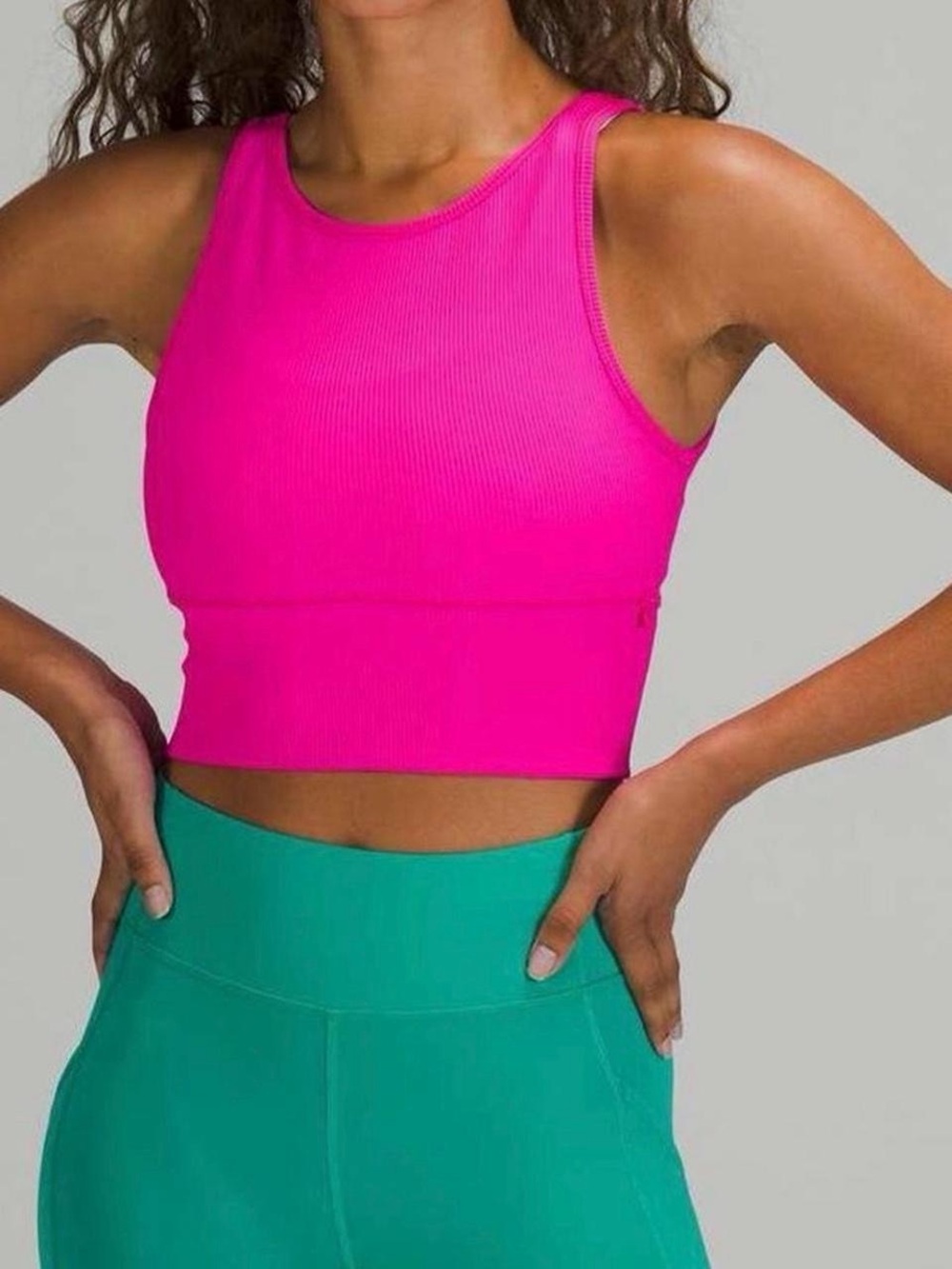 lululemon Power Pivot Ribbed Crop Tank Top in Pow Pink — Size 4.